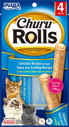 [USA732] CHURU CAT - ROLLS 4P CHICKEN RECIPE WRAPS TUNA WITH SCALLOP RECIPE * 40GR
