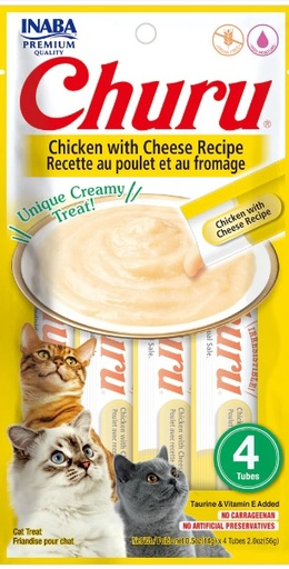 CHURU CAT 4 PIEZAS - CHICKEN WITH CHEESE- POLLO Y QUESO 56 GR