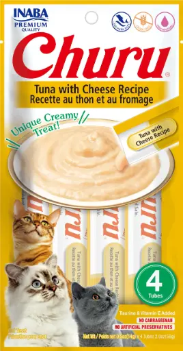 CHURU CAT 4 PIEZAS - TUNA WITH CHEESE - ATUN Y QUESO 56 GR