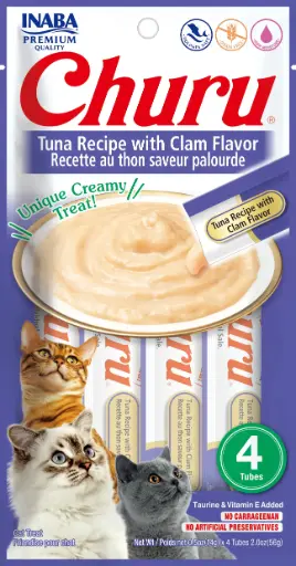[USA664] CHURU CAT 4 PIEZAS - TUNA WITH CLAM - ATUN Y ALMEJA 56 GR