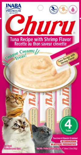 [USA666] CHURU CAT 4 PIEZAS - TUNA WITH SHRIMP - ATUN Y CAMARON 56 GR