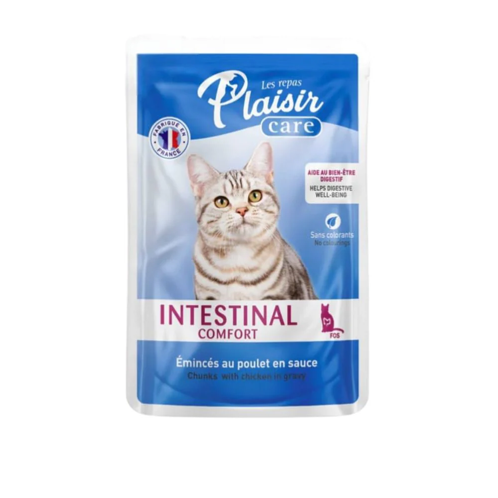 [C001019] PLAISIR F CUIDADO INTESTINAL GATO TROZOS CON POLLO EN SALSA 85GR