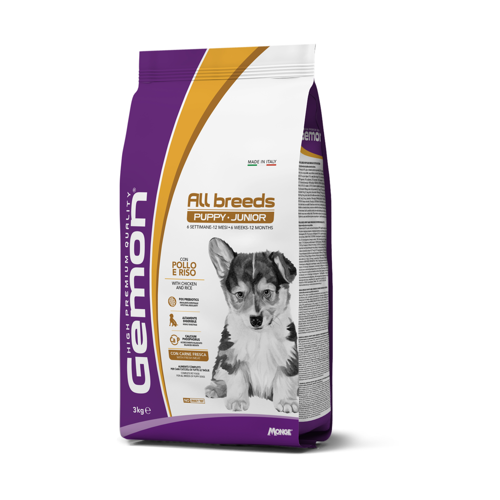 [C001204] GEMON MEDIUM PUPPY JUNIOR CHICKEN AND RICE * 3KG