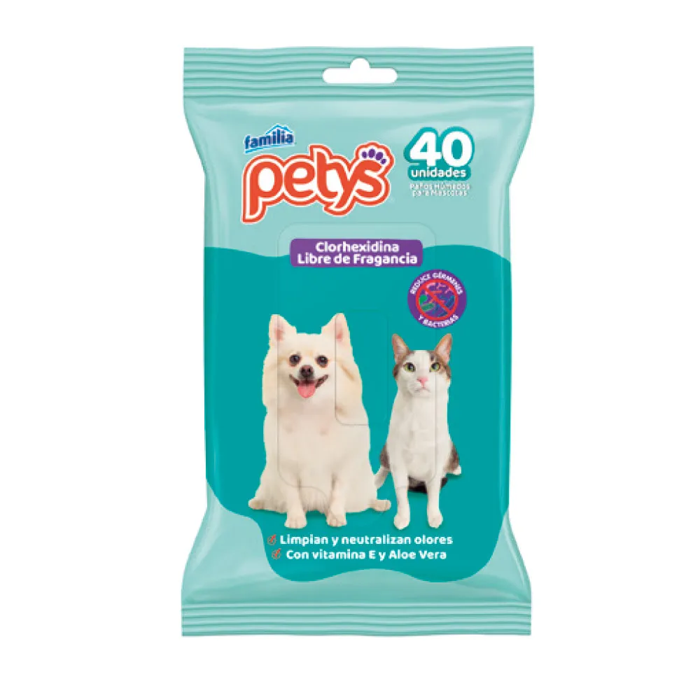 PAÑOS HUMEDOS PETYS CLORHEXIDINA * 40 UND