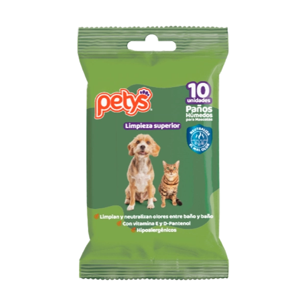 PAÑOS HUMEDOS PETYS LIMPIEZA SUPERIOR * 10 UND