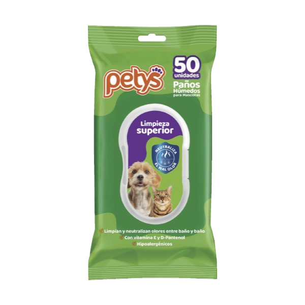 PAÑOS HUMEDOS PETYS LIMPIEZA SUPERIOR * 50 UND