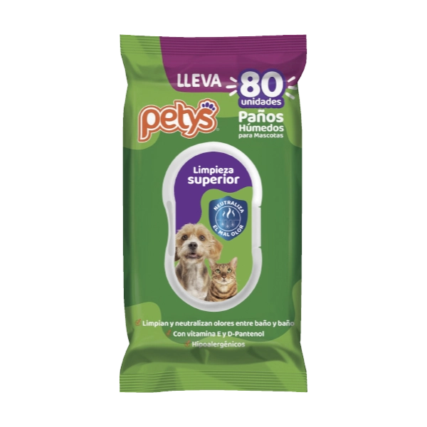PAÑOS HUMEDOS PETYS LIMPIEZA SUPERIOR * 80 UND