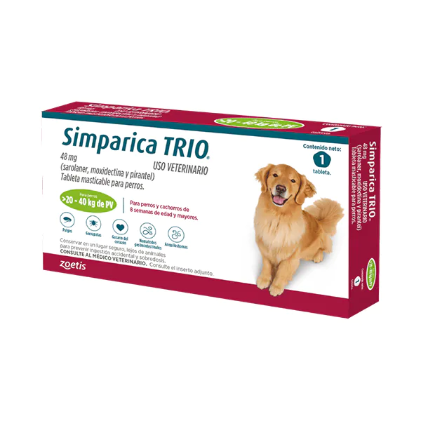 [C002001] SIMPARICA TRIO CAJA X 1 TAB. (20 - 40kg) VERDE