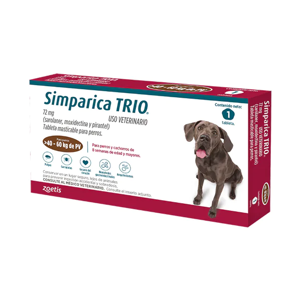 SIMPARICA TRIO CAJA X 1 TAB. (40-60kg) CAFÉ