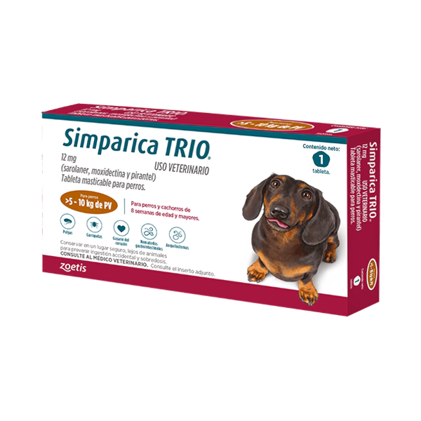 [C002007] SIMPARICA TRIO CAJA X 1 TAB. (5 - 10kg) MARRÓN