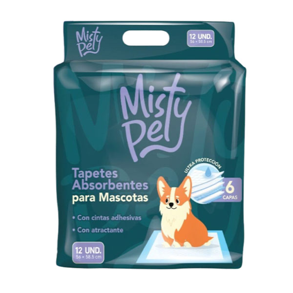 TAPETES ABSORBENTES MISTY PET * 12 UND