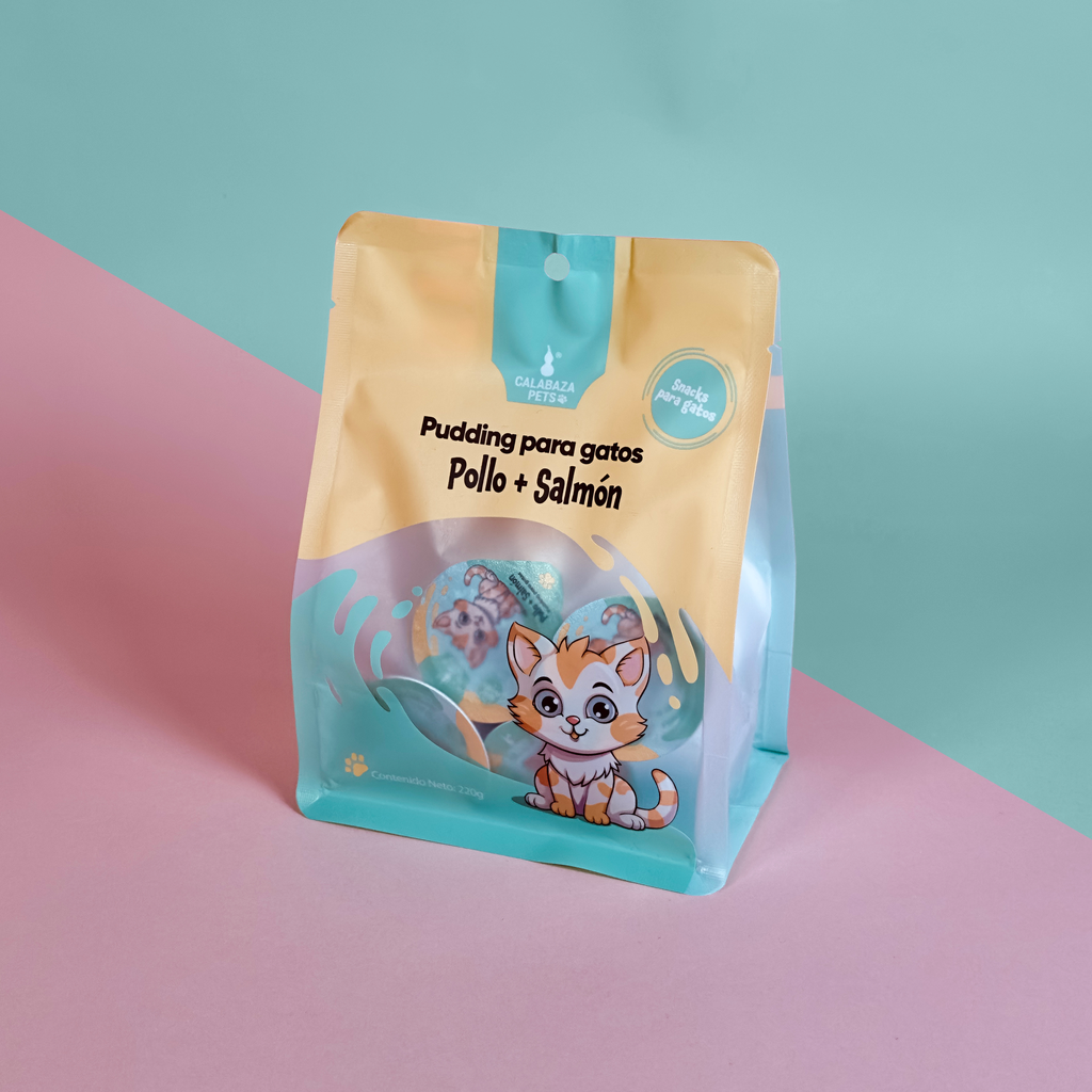 [C000481] CALABAZA PUDDING GATOS POLLO Y SALMON * 10 UND