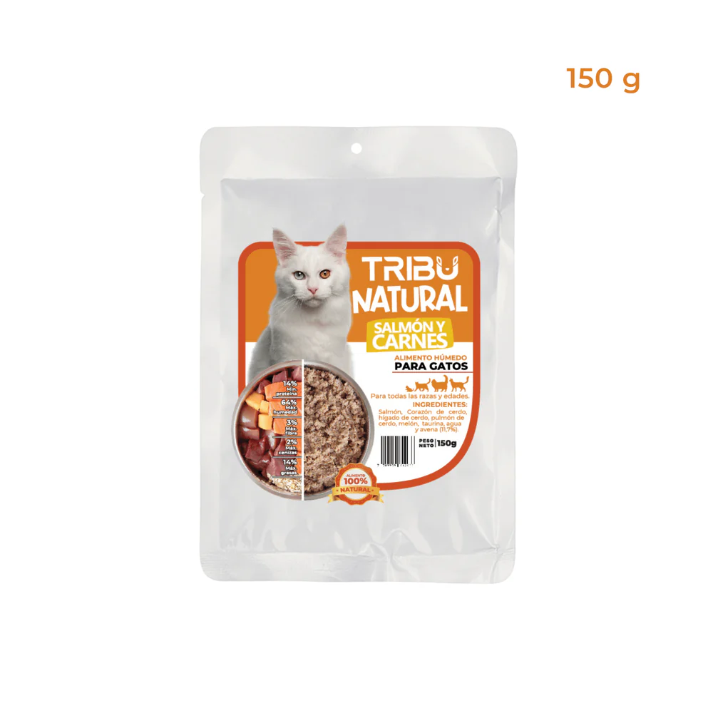 TRIBU NATURAL DE SALMON Y CARNES PARA GATOS * 150 GR